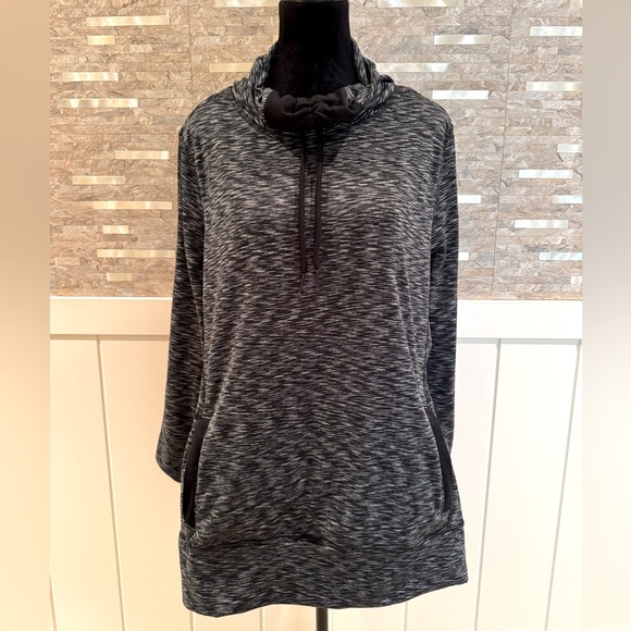 Layer 8 Tops - Layer 8 Black Gray Cowl Neck Sweatshirt Sweater Hoodie 1X XL Extra Large